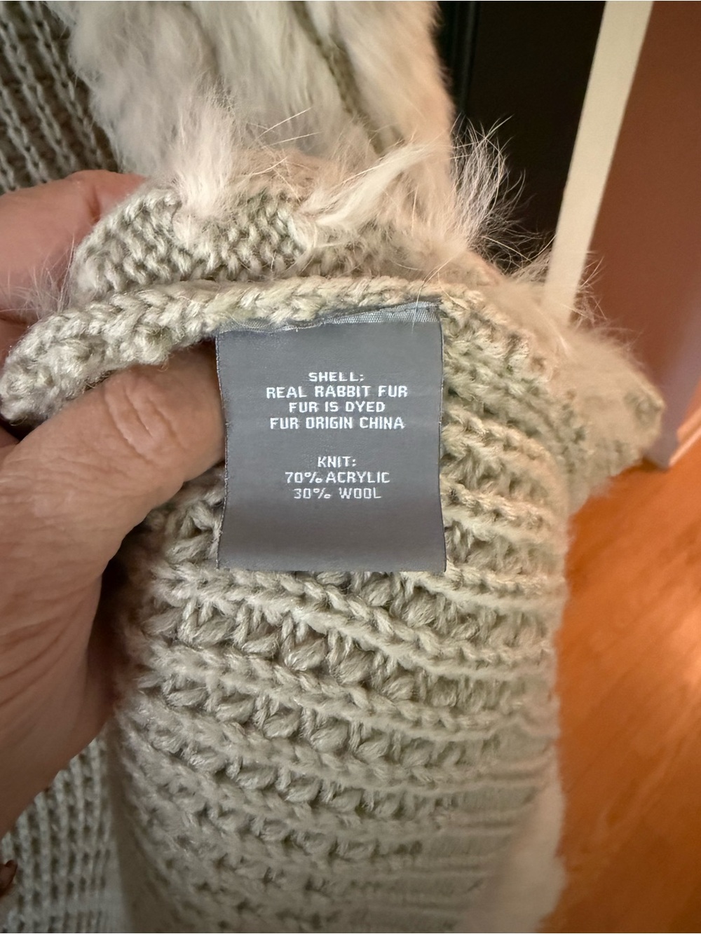 bagatelle Cream Faux Fur-Trim Open Front Knit Vest - Picture 4 of 5